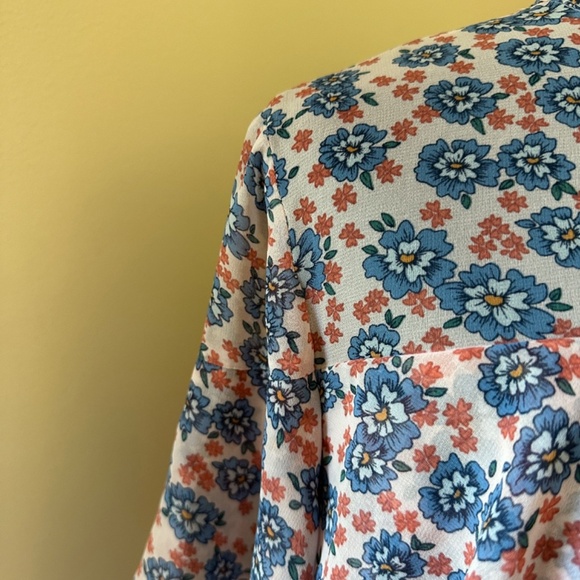 *REBECCA MINKOFF* Pink x Blue Floral Long Sleeve Dress Size Small - Picture 4 of 8